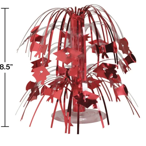 Party Central Club Pack Of 12 Classic Red And White Graduation Mini Cascade Party Centerpieces 8.5"