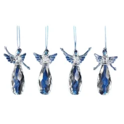 CC Christmas Decor Angels & Cherubs>Club Pack Of 24 Clear Icy Assorted Christmas Praising Angel Ornaments 4"