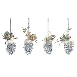 Icy Giftware Woodland>Club Pack Of 16 Clear Icy Crystal Christmas Squirrel And Rabbit Pinecone Ornaments 3.6"