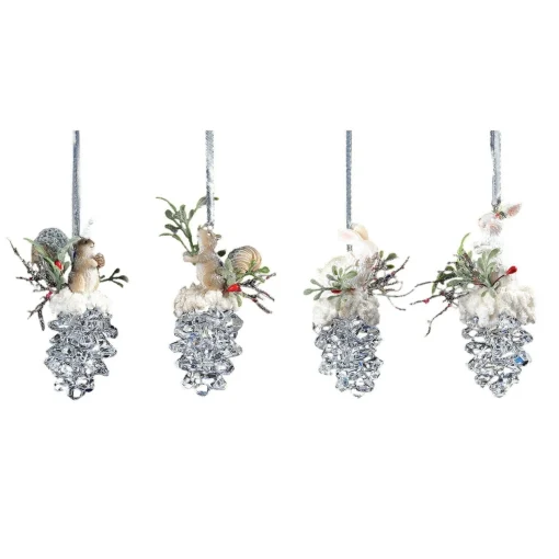 Icy Giftware Woodland>Club Pack Of 16 Clear Icy Crystal Christmas Squirrel And Rabbit Pinecone Ornaments 3.6"