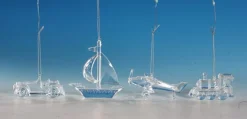 Icy Giftware Transportation>Club Pack Of 16 Clear Icy Crystal Decorative Transportation Ornaments 4.5"