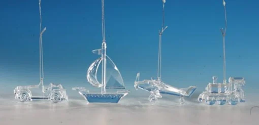 Icy Giftware Transportation>Club Pack Of 16 Clear Icy Crystal Decorative Transportation Ornaments 4.5"