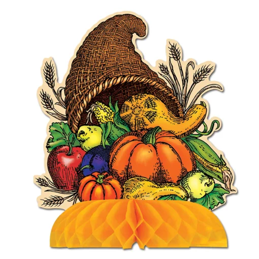 Beistle Club Pack Of 12 Fall Thanksgiving Cornucopia Table Centerpiece 9"