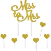 Party Central Club Pack Of 12 Glittery Gold Bachelorette Miss To Mrs Hearts Cake Topper Party Picks Decors 8.75"