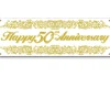Party Central Club Pack Of 12 Gold And White Happy 50Th Anniversary Outdoor Party Banner Signs 5'