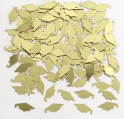 Party Central Club Pack Of 12 Gold Mortarboard Cap Hat Shaped Graduation Day Party Confetti Bags 0.5 Oz.