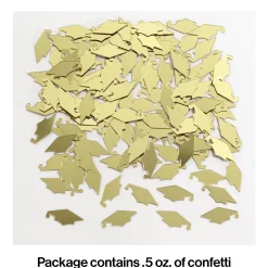 Party Central Club Pack Of 12 Gold Mortarboard Cap Hat Shaped Graduation Day Party Confetti Bags 0.5 Oz.