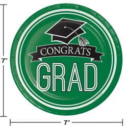 Party Central Club Pack Of 180 Green And Black School Spirit Luncheon Plates 7"