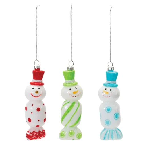 Melrose Snowmen>Club Pack Of 12 Green And Red Snowman Candy Christmas Ornaments 6.25"