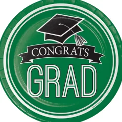 Party Central Club Pack Of 180 Green And White School Spirit Disposable Dinner Plates 8.8"