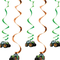 Party Central Club Pack Of 30 Green Tractor Dizzy Danglers Party Hanging Decorations 36"