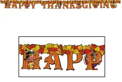 Beistle Club Pack Of 12 "Happy Thanksgiving" Jointed Party Streamer Banners 72"