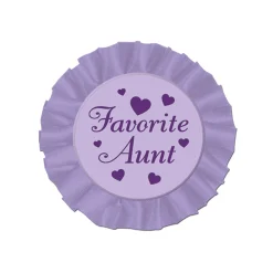 Party Central Club Pack Of 12 Lavender And Purple Round ''Favorite Aunt'' Buttons Party Favors 3.5''