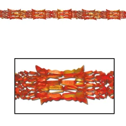 Beistle Club Pack Of 12 Metallic Gold, Orange And Red Autumn Harvest Garland Party Decorations 9' - Unlit