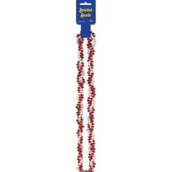 Party Central Club Pack Of 12 Metallic Red And White Braided Party Bead Necklaces 33"