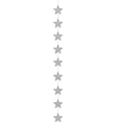 Beistle Club Pack Of 12 Metallic Silver Star Stringer Hanging Party Decorations 6.5'
