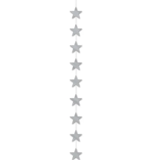 Beistle Club Pack Of 12 Metallic Silver Star Stringer Hanging Party Decorations 6.5'