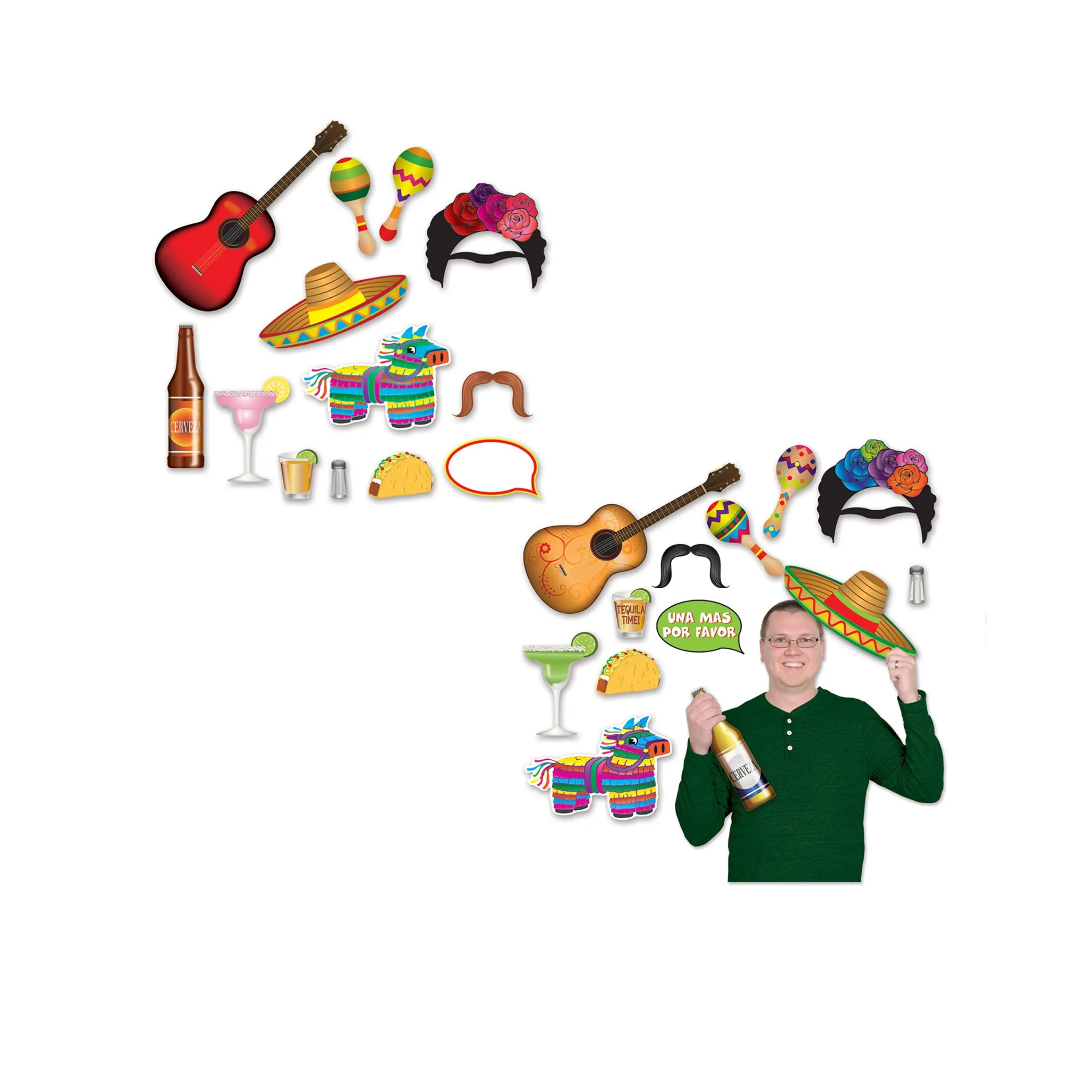 Party Central Club Pack Of 156 Multi-Color Fiesta Photo Fun Photo Props 17.75"
