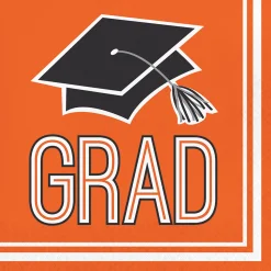 Party Central Club Pack Of 360 Orange And Black School Spirit Lunch Napkins 6.5"