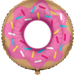 Party Central Club Pack Of 10 Pink And Brown "Donut Time" Decorative Metallic Balloon 30"