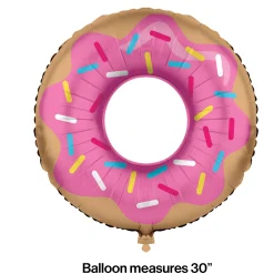 Party Central Club Pack Of 10 Pink And Brown "Donut Time" Decorative Metallic Balloon 30"