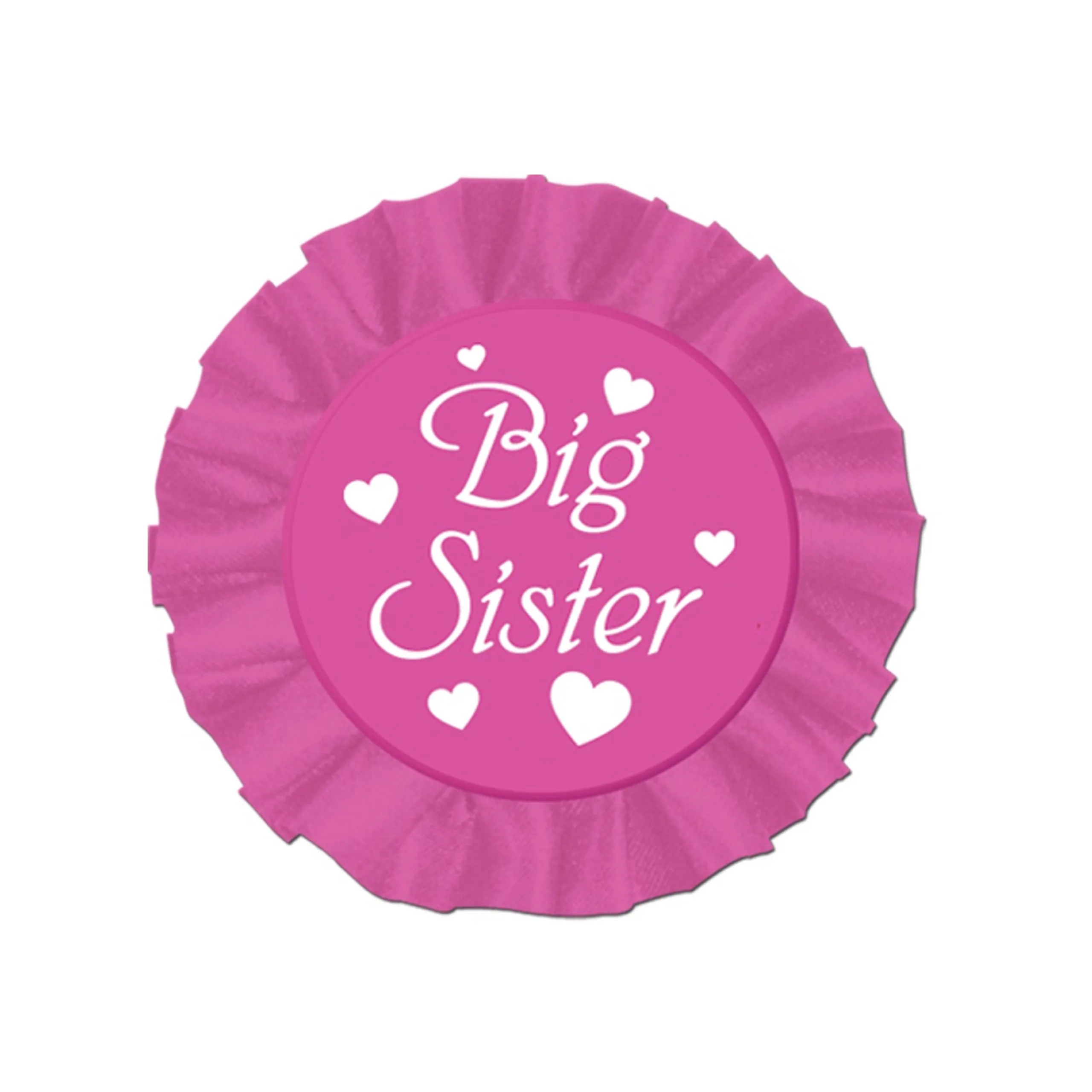 Party Central Club Pack Of 12 Pink And White Round "Big Sister" Buttons Party Favors 3.5''