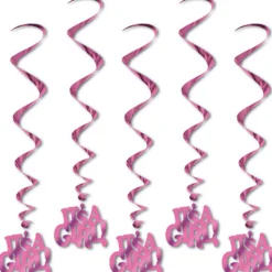 Party Central Club Pack Of 30 Pink 'It's A Girl' New Baby Spiral Whirls 36"
