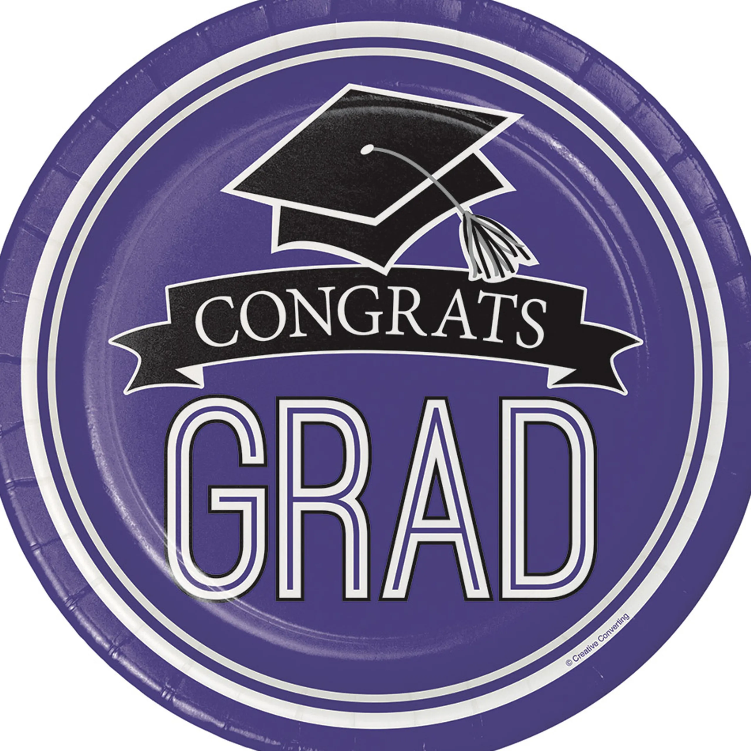 Party Central Club Pack Of 180 Purple And White School Spirit Disposable Dinner Plates 8.8"