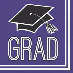 Party Central Club Pack Of 360 Purple And White School Spirit Graduation Beverage Napkins 6.5"