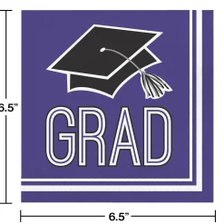 Party Central Club Pack Of 360 Purple And White School Spirit Graduation Beverage Napkins 6.5"