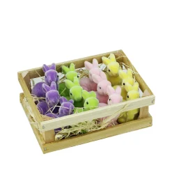 Gallerie II Club Pack Of 12 Purple Easter Pastel Bunny Rabbits In Crate Tabletop Decor 6"