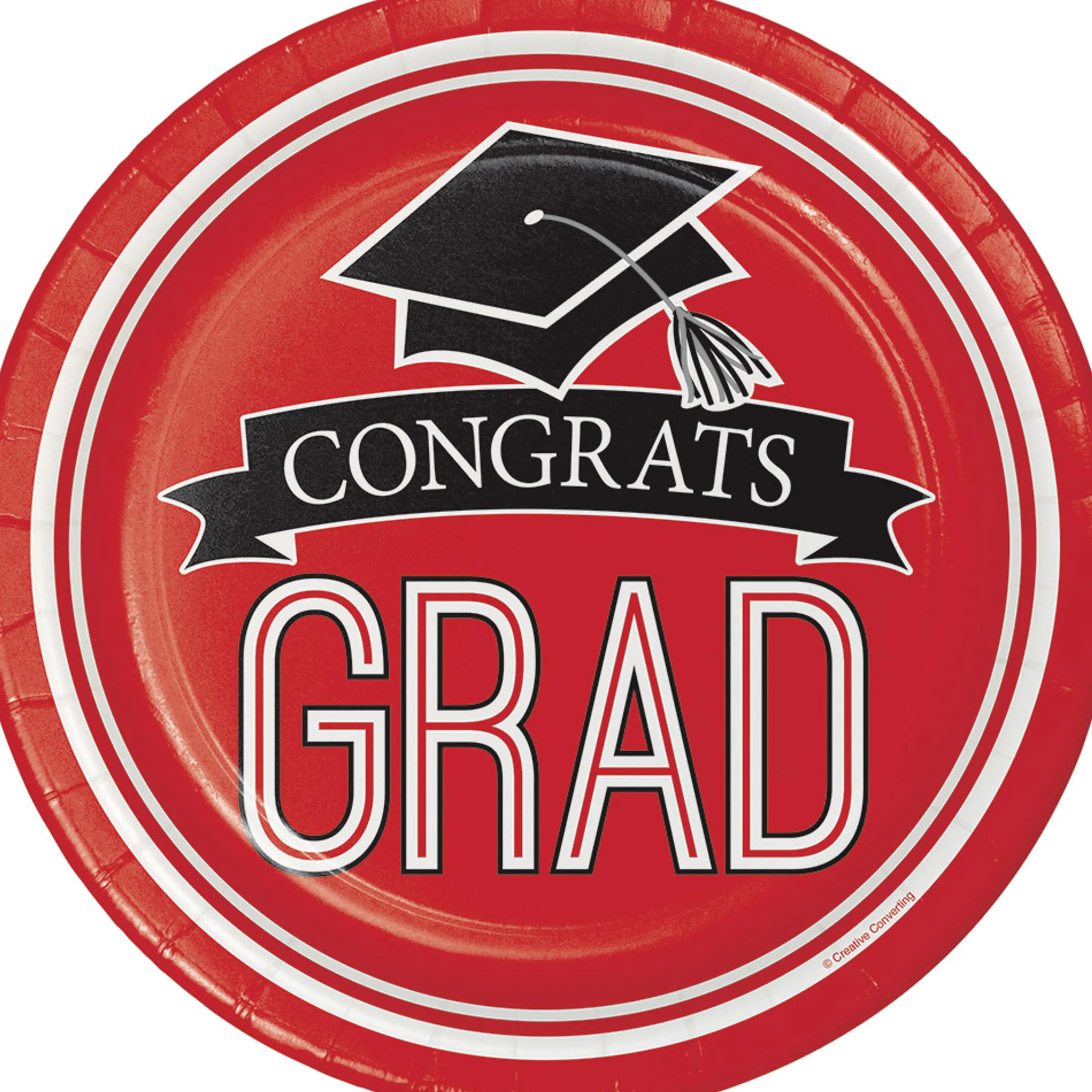 Party Central Club Pack Of 180 Red And Black School Spirit Disposable Luncheon Plates 7"