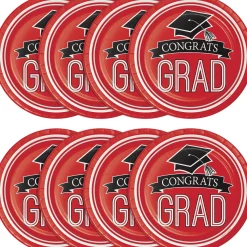 Party Central Club Pack Of 180 Red And Black School Spirit Disposable Dinner Plates 7"