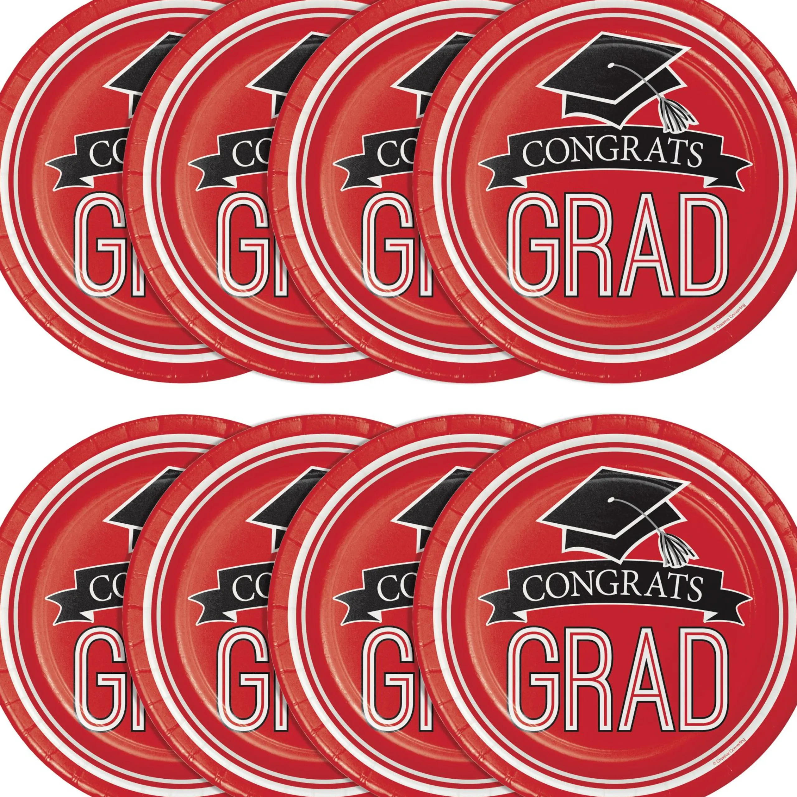 Party Central Club Pack Of 180 Red And Black School Spirit Disposable Dinner Plates 7"