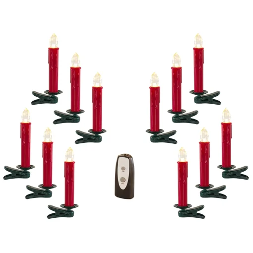Diva At Home Club Pack Of 24 Red And Green Decorative Artificial Led Clip-On Taper Candle 6.5"