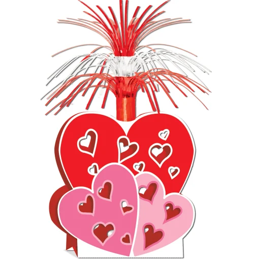Beistle Club Pack Of 12 Red, Pink And White Metallic Valentine Centerpiece Table Decorations 15"