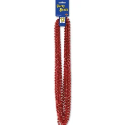 Party Central Club Pack Of 144 Red Valentine's Day Small Round Beaded Necklace Party Favors 33''