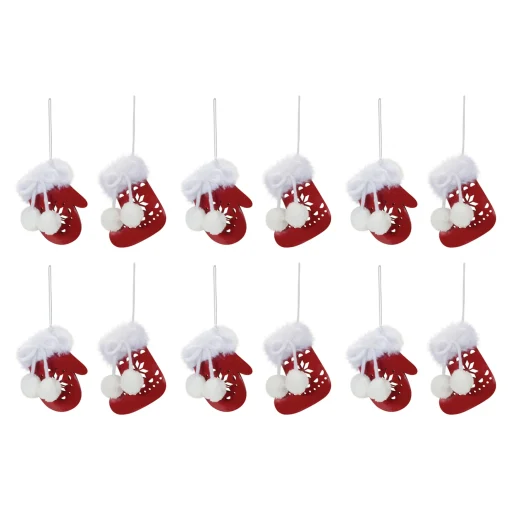 Melrose Stockings>Club Pack Of 12 Snowflake Mitten And Stocking Christmas Ornaments 4"