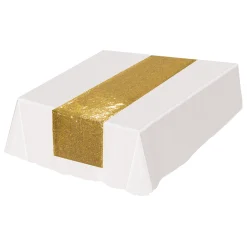 Beistle Club Pack Of 12 Sparkling Gold Sequined Table Runner 6' L