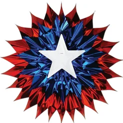 Party Central Club Pack Of 12 White And Blue Patriotic Hanging Fan Decors 15"