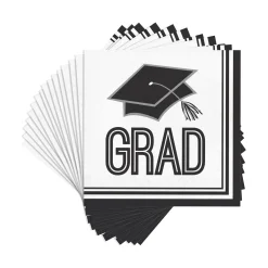 Party Central Club Pack Of 360 White And Black 2-Ply School Spirit Lunch Disposable Party Napkins 5"