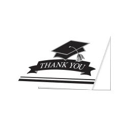 Party Central Club Pack Of 75 White And Black 'Thank You' Decorative School Spirit Notes 9.25"