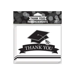 Party Central Club Pack Of 75 White And Black 'Thank You' Decorative School Spirit Notes 9.25