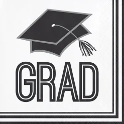 Party Central Club Pack Of 360 White And Black 2-Ply School Spirit Beverage Disposable Party Napkins 5"