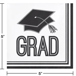 Party Central Club Pack Of 360 White And Black 2-Ply School Spirit Beverage Disposable Party Napkins 5"