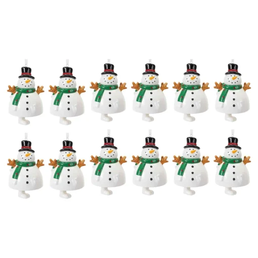 Melrose Snowmen>Club Pack Of 12 White And Black Ceramic Snowman Bell Christmas Ornaments 8.5"