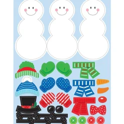 Party Supplies*Party Central Club Pack Of 48 White And Green Build A Snowman Stickers 4.5"