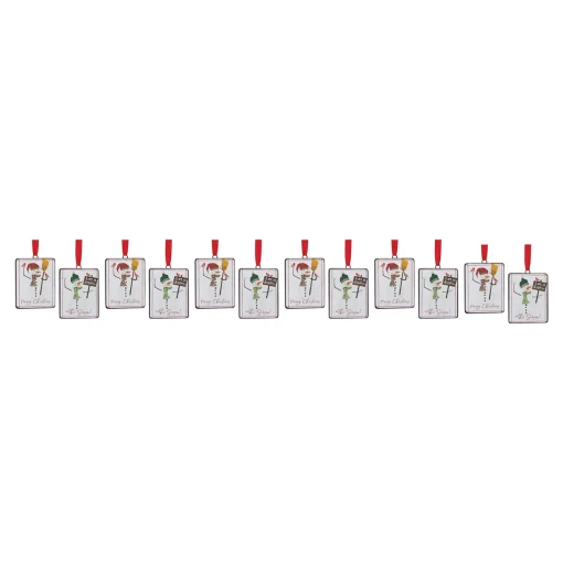 Melrose Snowmen>Club Pack Of 12 White And Red Snowman Sentiment Tag Christmas Ornaments 5.5"