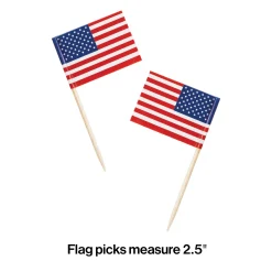 Party Central Club Pack Of 600 White And Red American Flag Drink Party Picks 2.5"