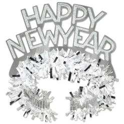 Beistle Club Pack Of 50 White And Silver Regal "Happy New Years" Legacy Party Favor Tiaras